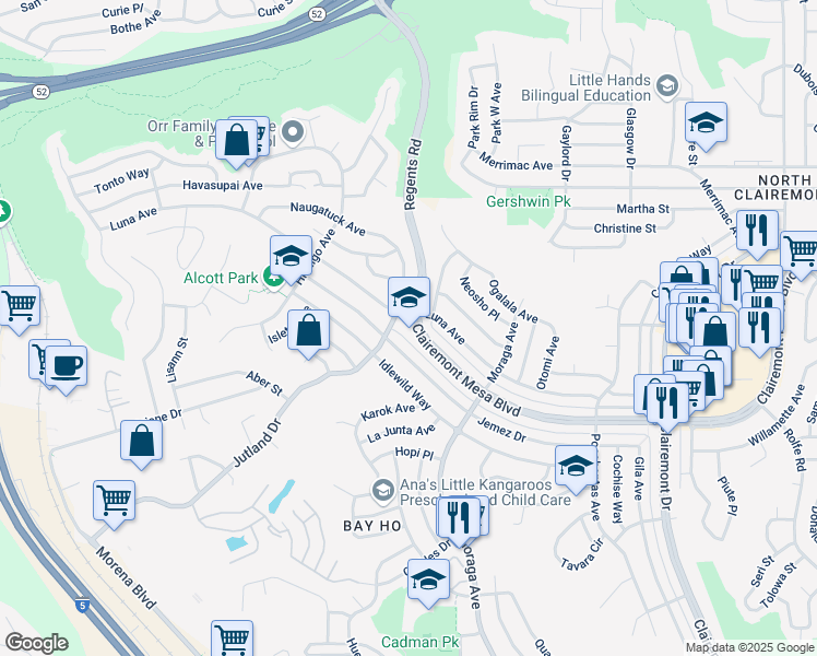 map of restaurants, bars, coffee shops, grocery stores, and more near 3219 Clairemont Mesa Boulevard in San Diego
