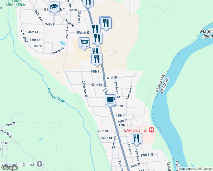 map of restaurants, bars, coffee shops, grocery stores, and more near 4201-4299 20th Ave in Valley