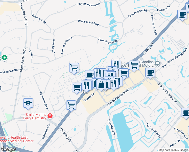 map of restaurants, bars, coffee shops, grocery stores, and more near 1826 Belle Chez in Mount Pleasant
