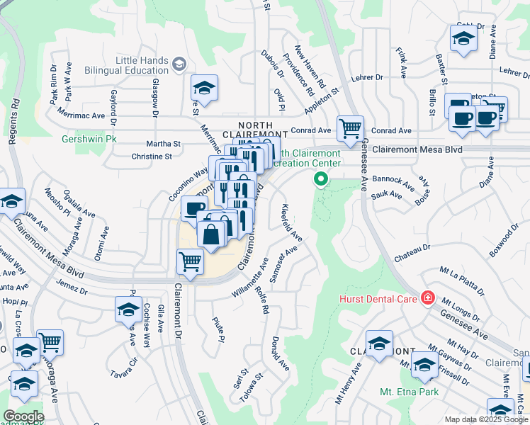 map of restaurants, bars, coffee shops, grocery stores, and more near 4132 Bannock Avenue in San Diego
