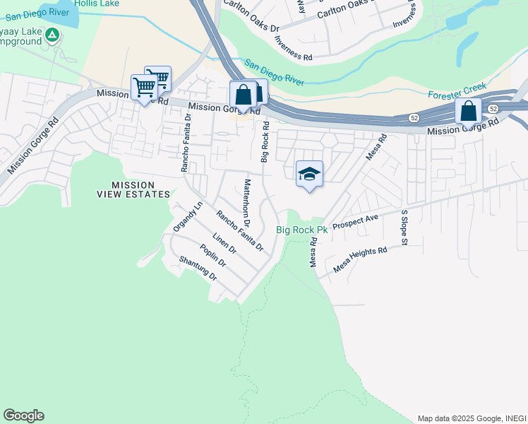 map of restaurants, bars, coffee shops, grocery stores, and more near 8556 Sandstone Drive in Santee