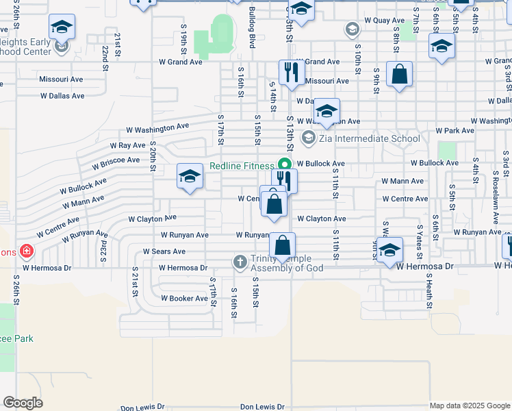 map of restaurants, bars, coffee shops, grocery stores, and more near 1106 South 15th Street in Artesia