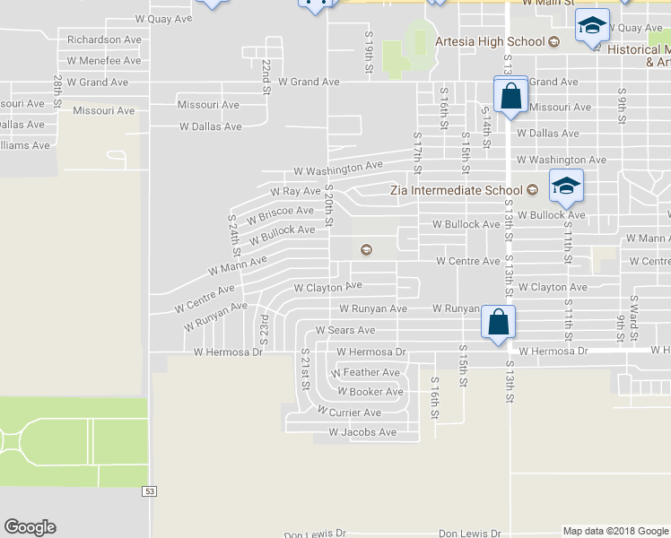 map of restaurants, bars, coffee shops, grocery stores, and more near 1203 South 20th Street in Artesia