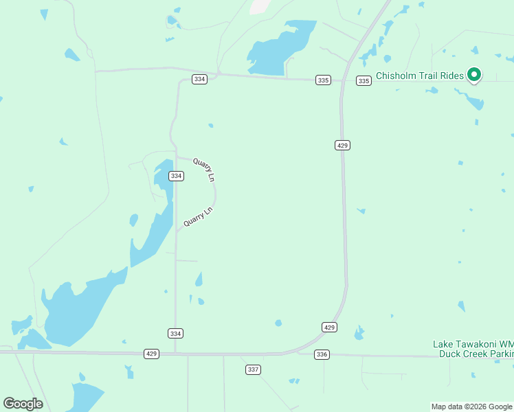map of restaurants, bars, coffee shops, grocery stores, and more near 18475 County Road 334 in Quinlan