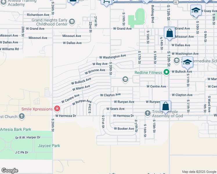 map of restaurants, bars, coffee shops, grocery stores, and more near 1039-1083 South 20th Street in Artesia