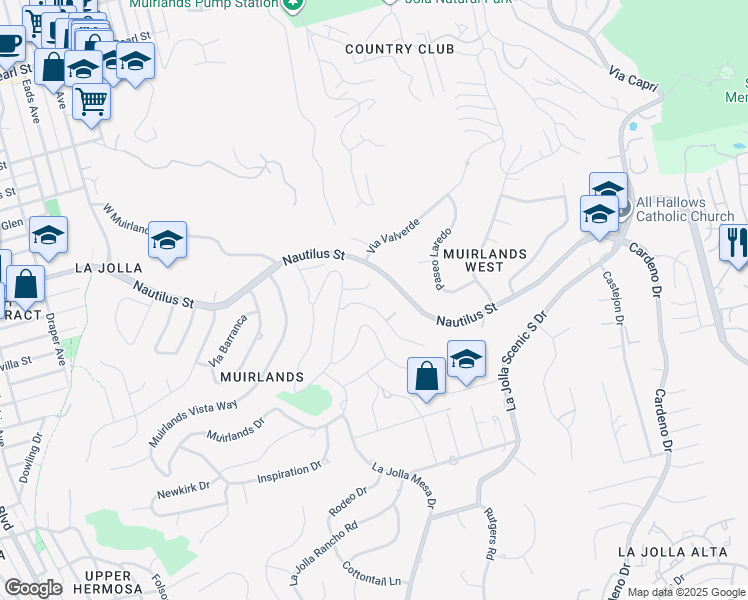 map of restaurants, bars, coffee shops, grocery stores, and more near 1542 El Paso Real in San Diego