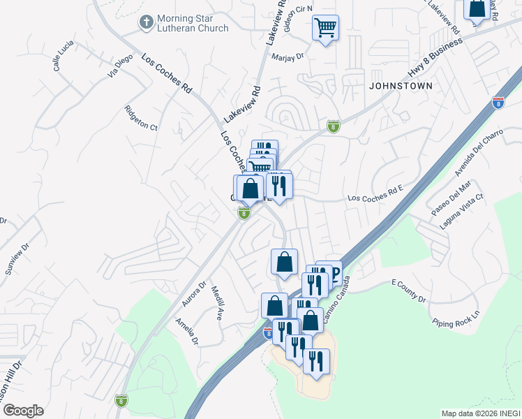 map of restaurants, bars, coffee shops, grocery stores, and more near in Winter Gardens