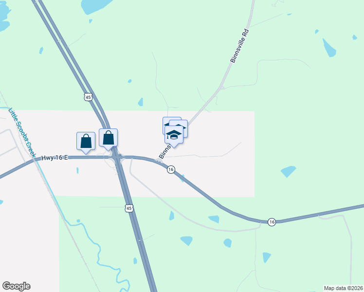 map of restaurants, bars, coffee shops, grocery stores, and more near 132 Binnsville Road in Scooba