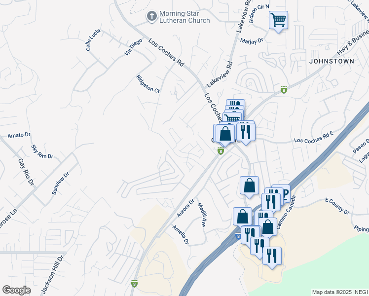 map of restaurants, bars, coffee shops, grocery stores, and more near 13217 Midnight Star Way in Lakeside