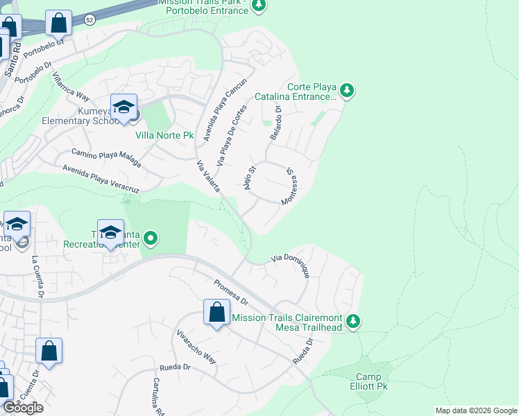 map of restaurants, bars, coffee shops, grocery stores, and more near 11179 Collegio Drive in San Diego