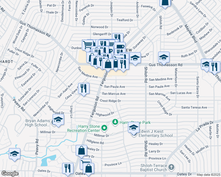 map of restaurants, bars, coffee shops, grocery stores, and more near 2426 San Paula Avenue in Dallas