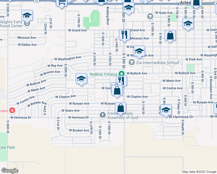 map of restaurants, bars, coffee shops, grocery stores, and more near 1106 South 15th Street in Artesia