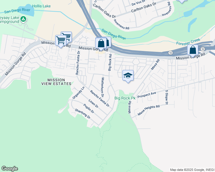 map of restaurants, bars, coffee shops, grocery stores, and more near 8556 Sandstone Drive in Santee