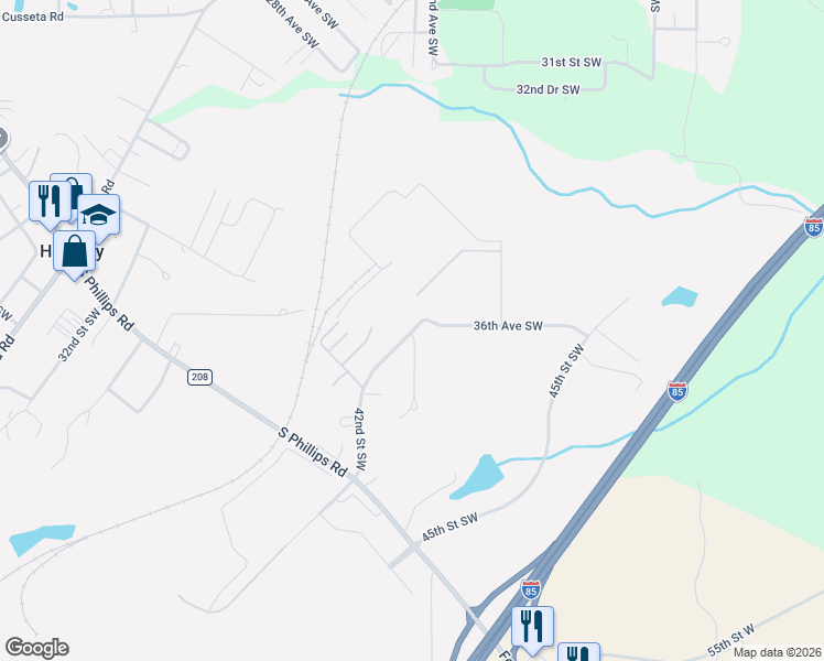 map of restaurants, bars, coffee shops, grocery stores, and more near 3866-3898 42nd Street Southwest in Lanett