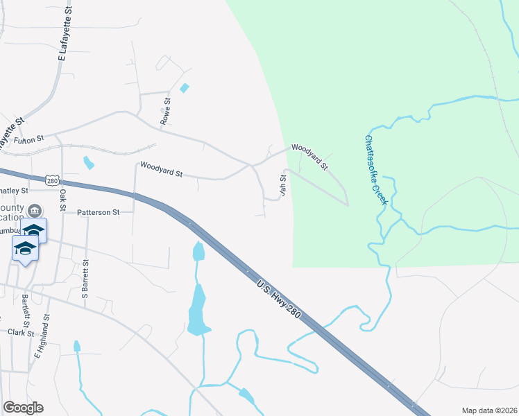 map of restaurants, bars, coffee shops, grocery stores, and more near Woodyard Street in Dadeville