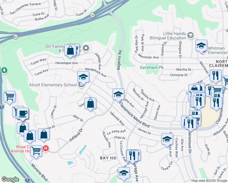 map of restaurants, bars, coffee shops, grocery stores, and more near 3134 Luna Avenue in San Diego