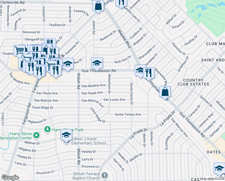 map of restaurants, bars, coffee shops, grocery stores, and more near 3118 San Paula Avenue in Dallas