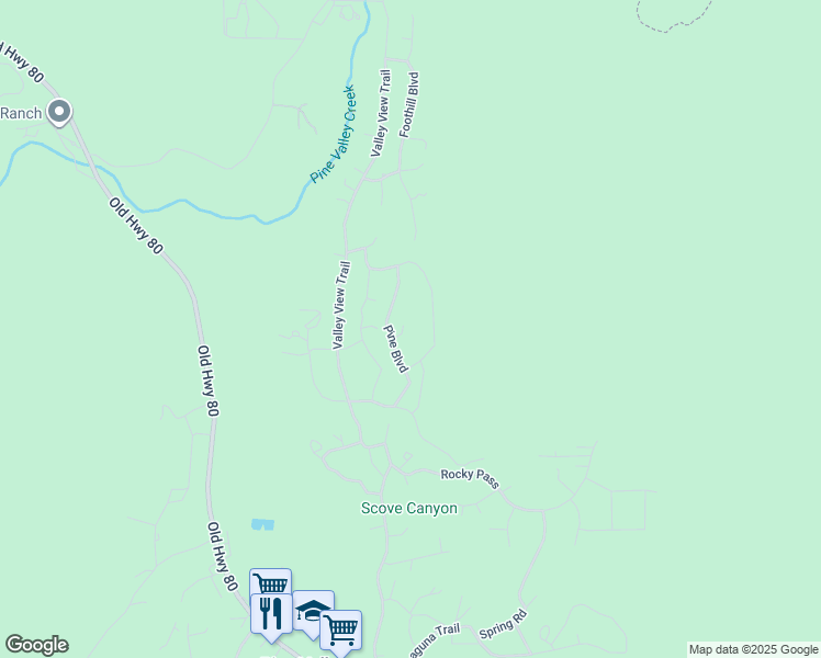 map of restaurants, bars, coffee shops, grocery stores, and more near 8079 Pine Court in Pine Valley