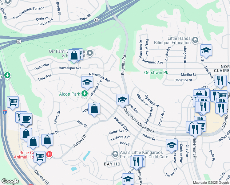 map of restaurants, bars, coffee shops, grocery stores, and more near 3134 Luna Avenue in San Diego