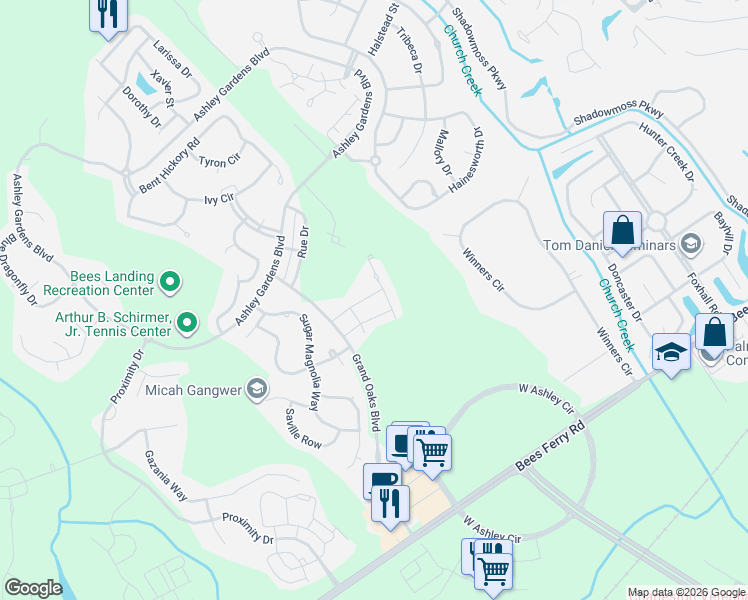 map of restaurants, bars, coffee shops, grocery stores, and more near 225 Brambling Lane in Charleston
