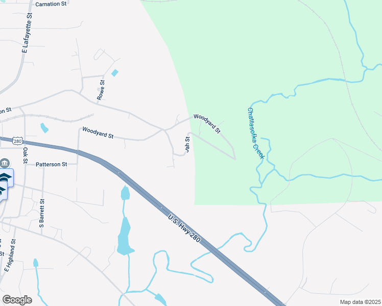 map of restaurants, bars, coffee shops, grocery stores, and more near 223 Jah Street in Dadeville