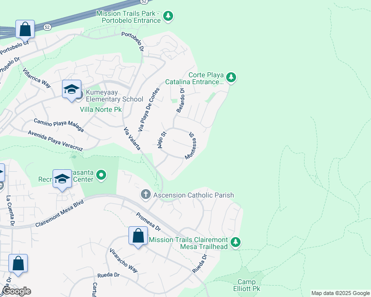 map of restaurants, bars, coffee shops, grocery stores, and more near 11262 Alejo Lane in San Diego