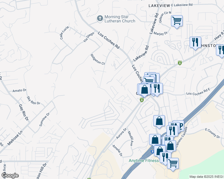 map of restaurants, bars, coffee shops, grocery stores, and more near 8740 Vanguard Place in Lakeside