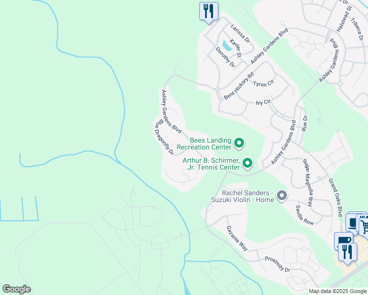 map of restaurants, bars, coffee shops, grocery stores, and more near 444 Blue Dragonfly Drive in Charleston