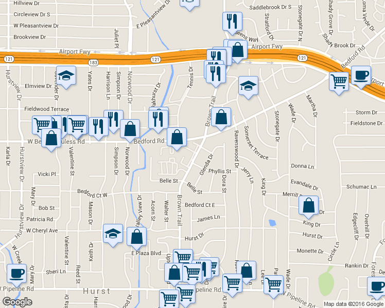 map of restaurants, bars, coffee shops, grocery stores, and more near 5 Gentrys Walk in Bedford