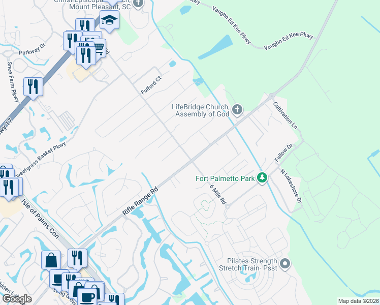 map of restaurants, bars, coffee shops, grocery stores, and more near 1292 6 Mile Road in Mount Pleasant