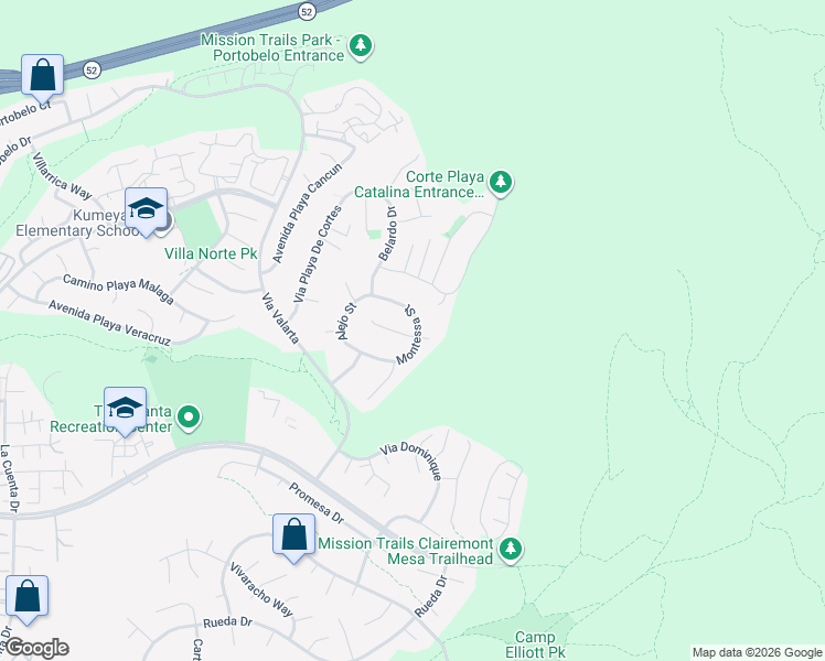 map of restaurants, bars, coffee shops, grocery stores, and more near 11262 Alejo Lane in San Diego
