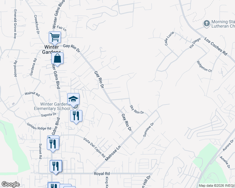 map of restaurants, bars, coffee shops, grocery stores, and more near 12055 McWest Lane in Lakeside