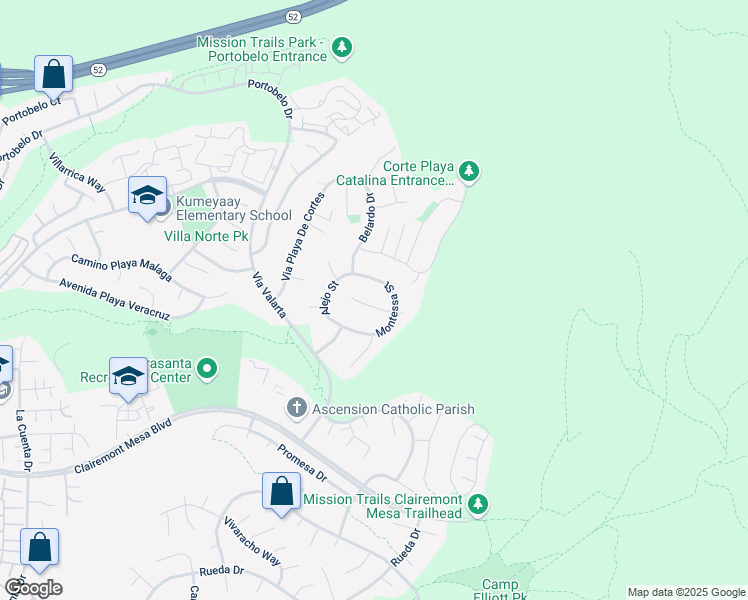 map of restaurants, bars, coffee shops, grocery stores, and more near 11262 Alejo Lane in San Diego