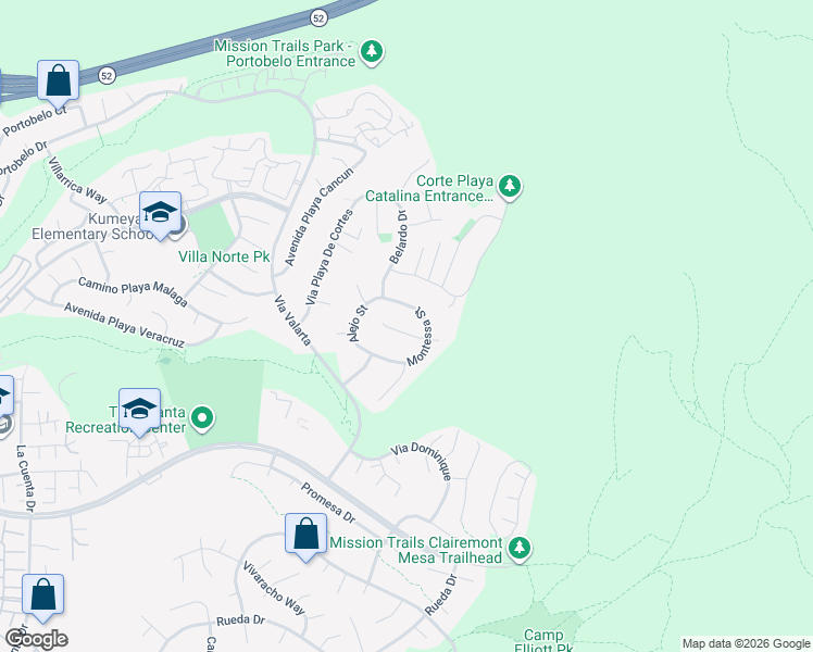 map of restaurants, bars, coffee shops, grocery stores, and more near 11262 Alejo Lane in San Diego