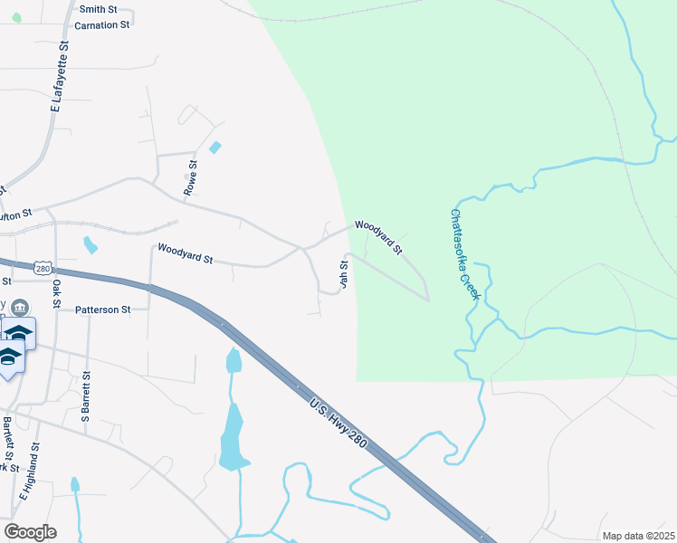 map of restaurants, bars, coffee shops, grocery stores, and more near 223 Jah Street in Dadeville