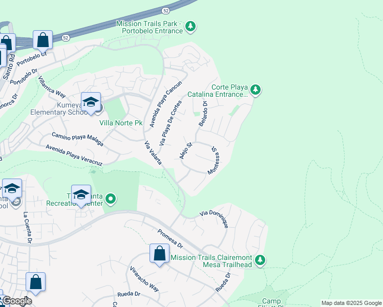map of restaurants, bars, coffee shops, grocery stores, and more near 11203 Alejo Lane in San Diego