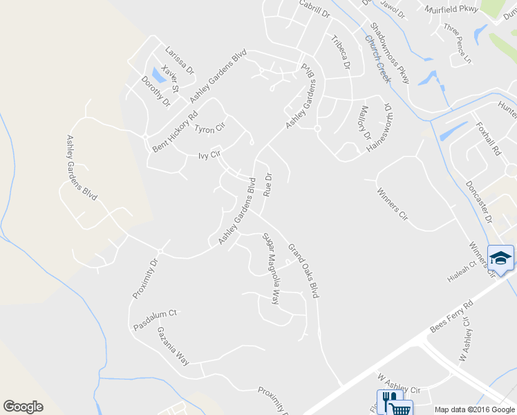 map of restaurants, bars, coffee shops, grocery stores, and more near 818 Rue Drive in Charleston