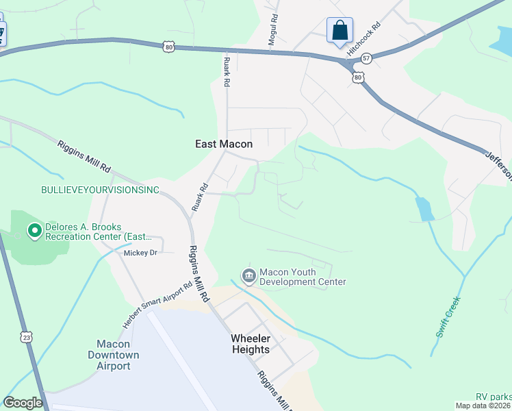 map of restaurants, bars, coffee shops, grocery stores, and more near 3340 Jones Drive in Macon