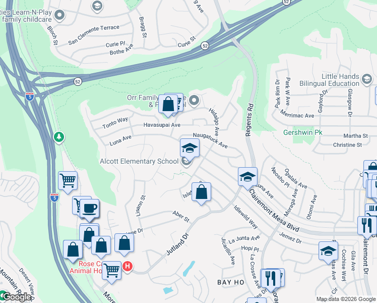 map of restaurants, bars, coffee shops, grocery stores, and more near 2971 Luna Avenue in San Diego