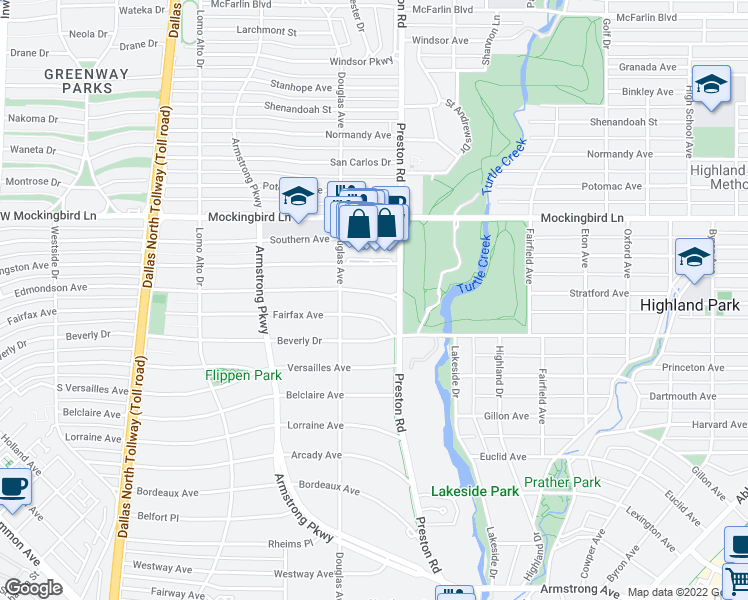 map of restaurants, bars, coffee shops, grocery stores, and more near 4215 Edmondson Avenue in Dallas