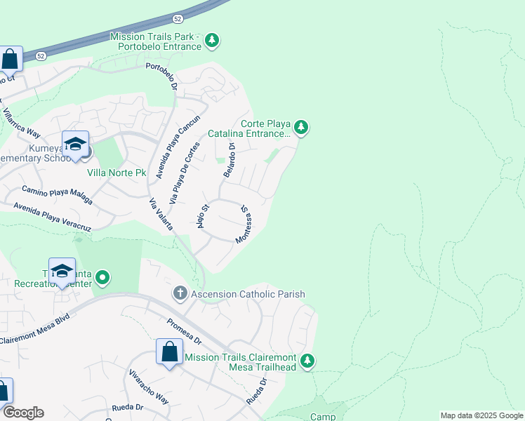 map of restaurants, bars, coffee shops, grocery stores, and more near 11603 Lugar Playa Catalina in San Diego
