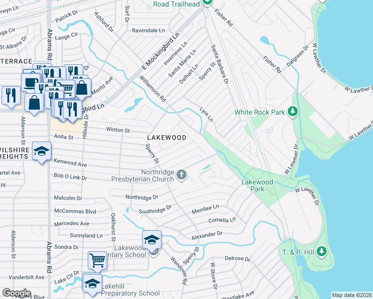map of restaurants, bars, coffee shops, grocery stores, and more near 6971 Kenwood Avenue in Dallas
