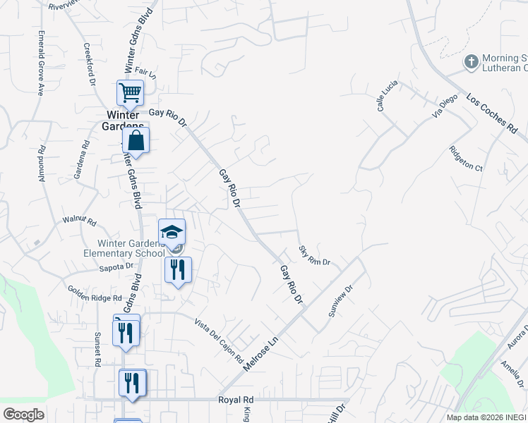 map of restaurants, bars, coffee shops, grocery stores, and more near 12055 McWest Lane in Lakeside