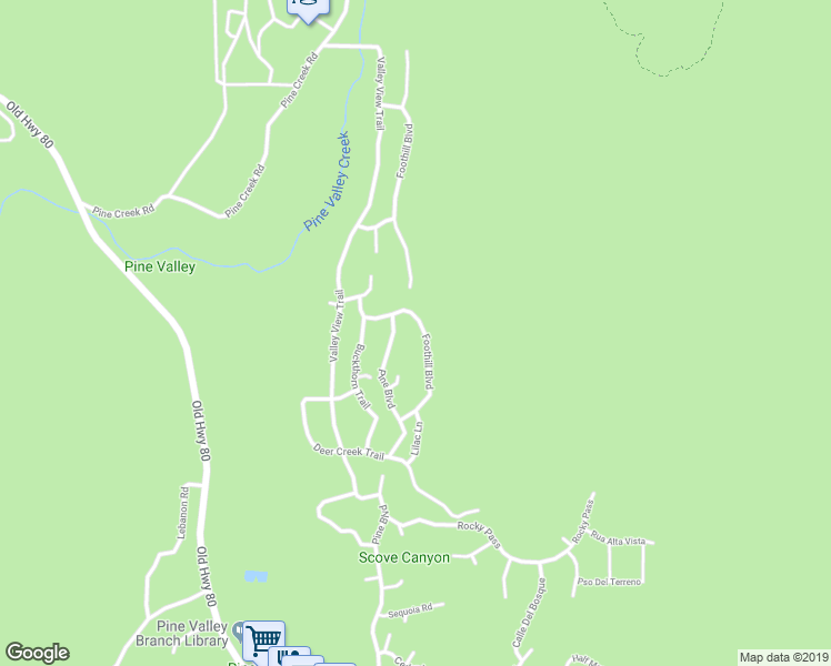 map of restaurants, bars, coffee shops, grocery stores, and more near 8142 Foothill Boulevard in Pine Valley