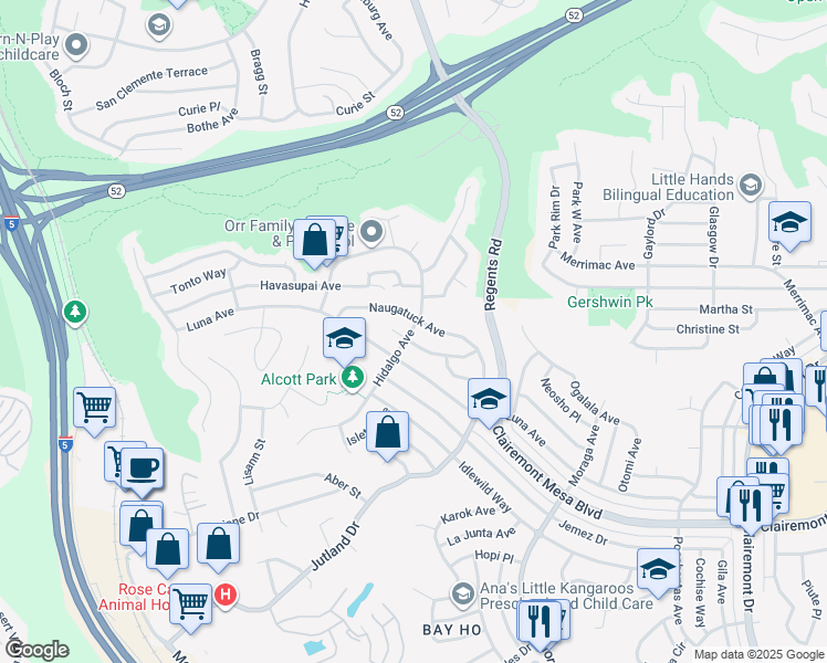 map of restaurants, bars, coffee shops, grocery stores, and more near 3011 Massasoit Avenue in San Diego