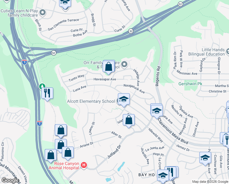 map of restaurants, bars, coffee shops, grocery stores, and more near 2929 Luna Avenue in San Diego