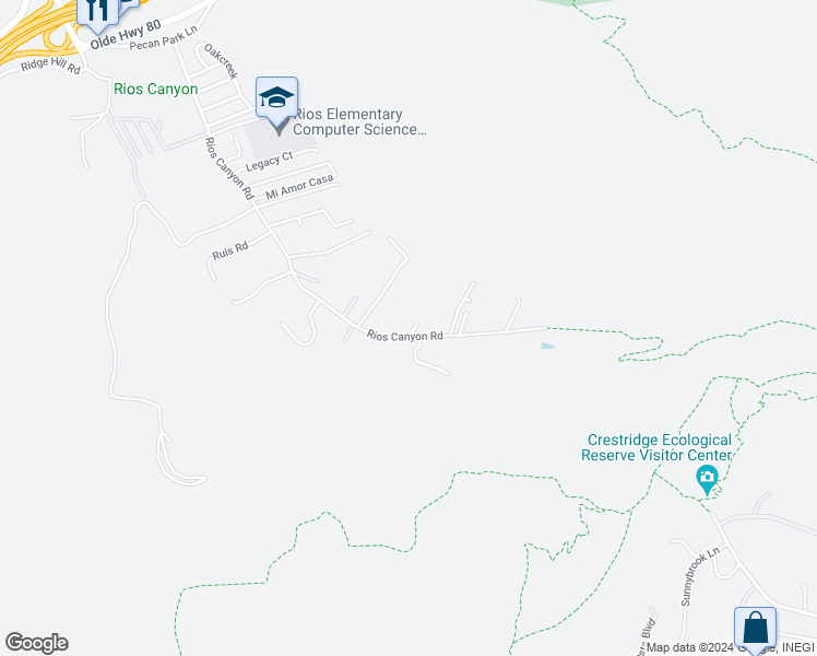 map of restaurants, bars, coffee shops, grocery stores, and more near 14576 Rios Canyon Road in El Cajon