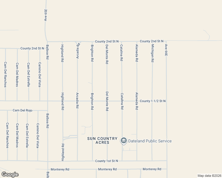map of restaurants, bars, coffee shops, grocery stores, and more near Del Monte Road in Dateland