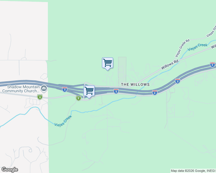 map of restaurants, bars, coffee shops, grocery stores, and more near 4030 Willows Road in Alpine