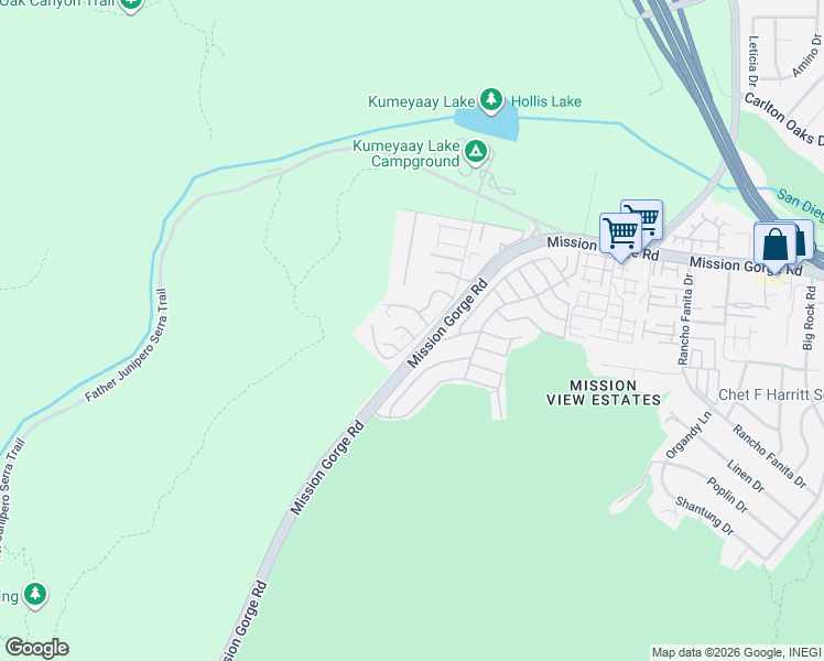map of restaurants, bars, coffee shops, grocery stores, and more near 7382 Park View Court in Santee